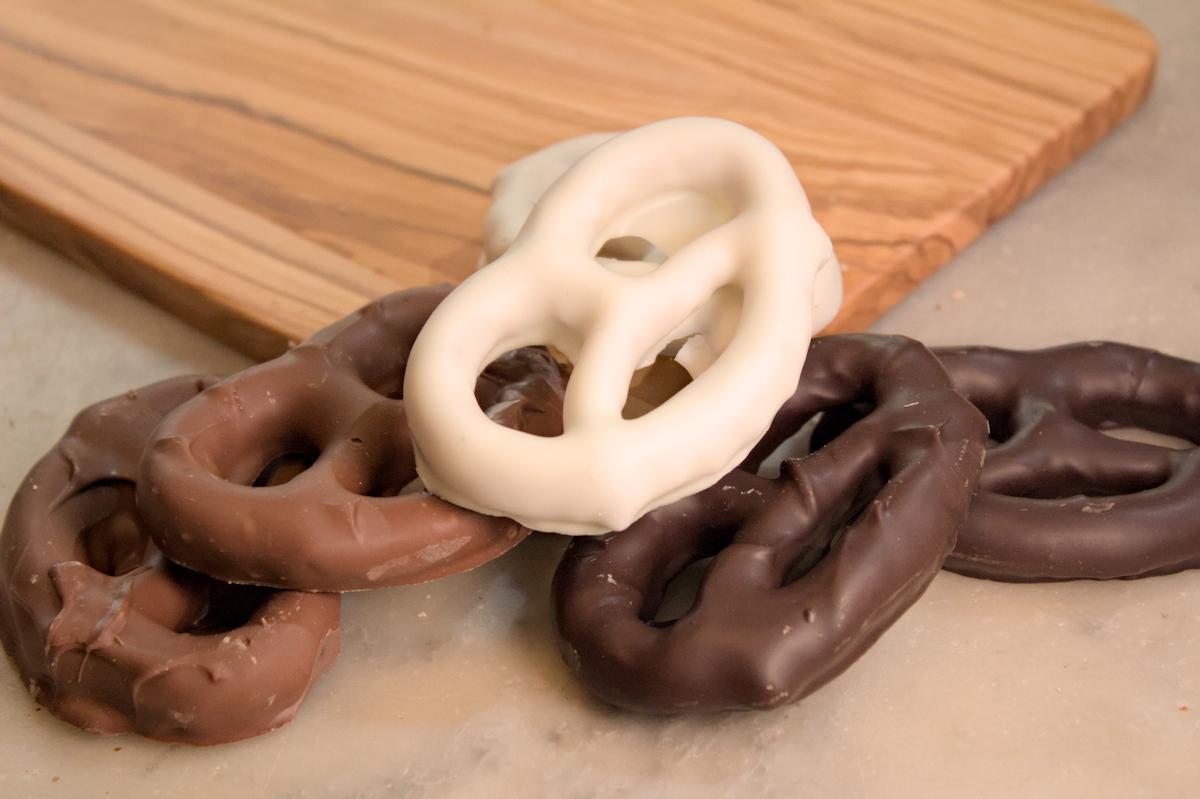 Chocolate Dipped Pretzels - Milk, Dark, and White Chocolate