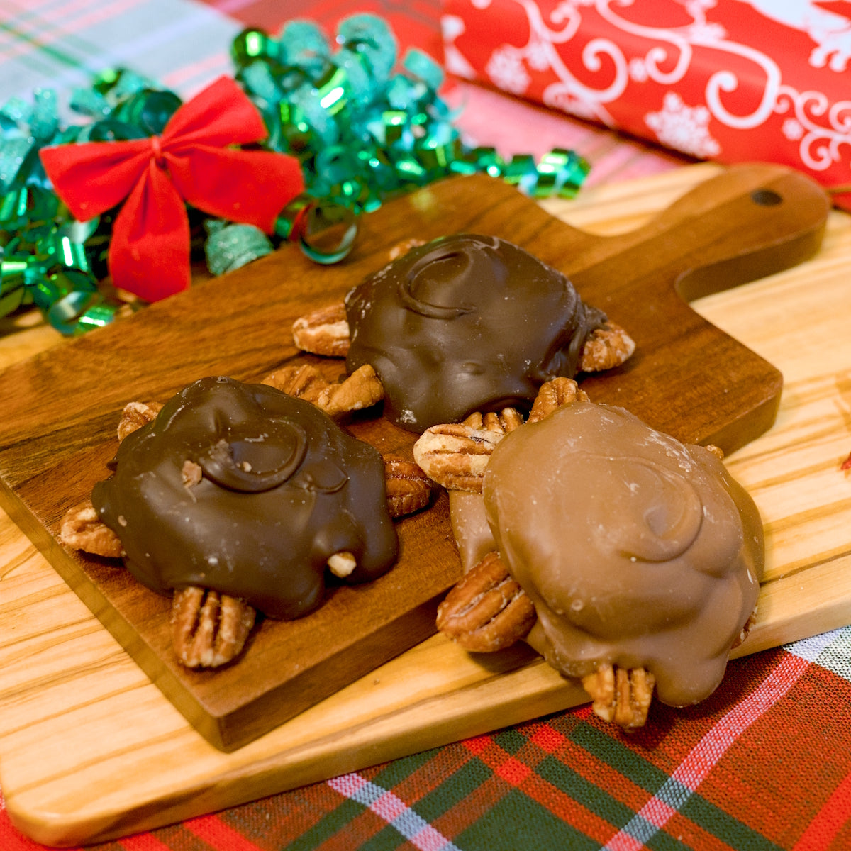 Chocolate Turtles - Pecans, Caramel, & Belgian Chocolate